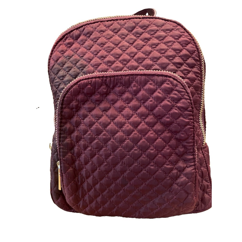 CYNTHIA ROWLEY Mini Backpack Burgundy Quilted NWOT Adjustable Straps 3 Zip UPS